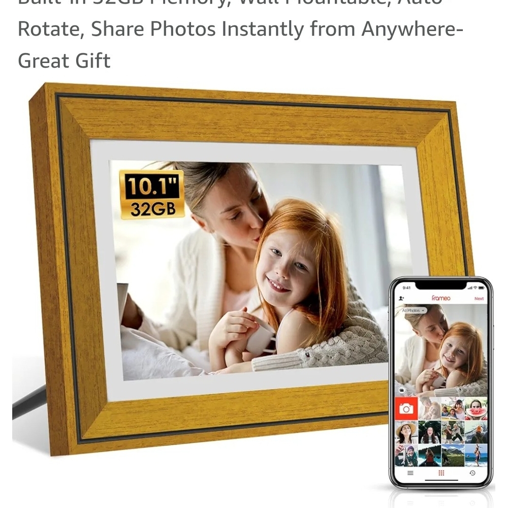 Brand New In Box: Digital Photo Frame with 32GB Storage - Golden